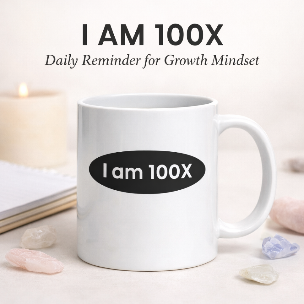 Energy & Vibrations Coffee Mug | I Am 100X | Two-Sided Affirmation Mug
